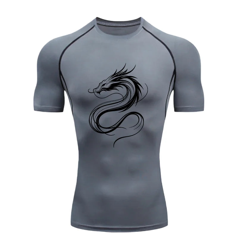 Men's "Dragon Soul" Compression Shirt – Premium Short Sleeve Rash Guard for Gym & MMA