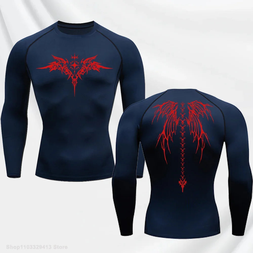 "DUTRIEUX" Anime Graphic Compression Long Sleeve – Premium Quick-Dry Gym Rash Guard