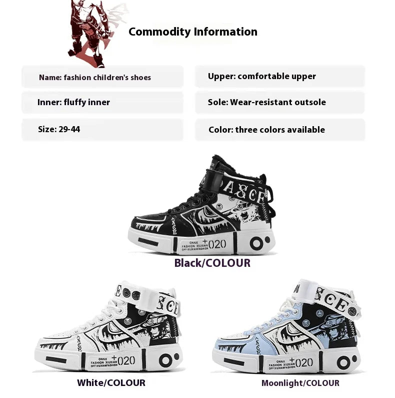 Boys' "Winter Guard" High-Top Sneakers – Waterproof Leather School & Sports Shoes