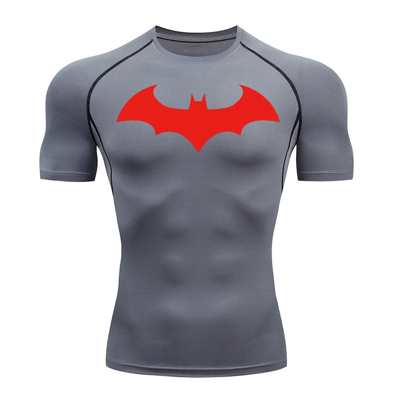Men's "Bat Warrior" Compression Shirt – Premium Short Sleeve Rash Guard for Gym & BJJ