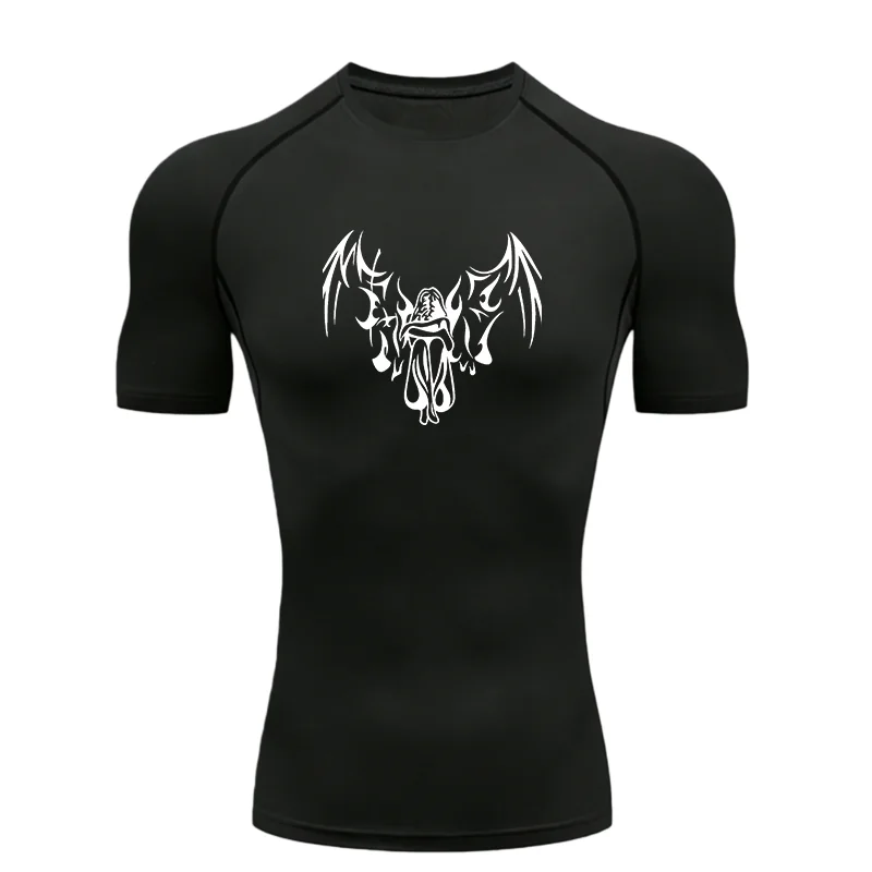 Men's "Fallen Angel" 2026 Compression Shirt – Premium Athletic Rash Guard for Training & Fitness
