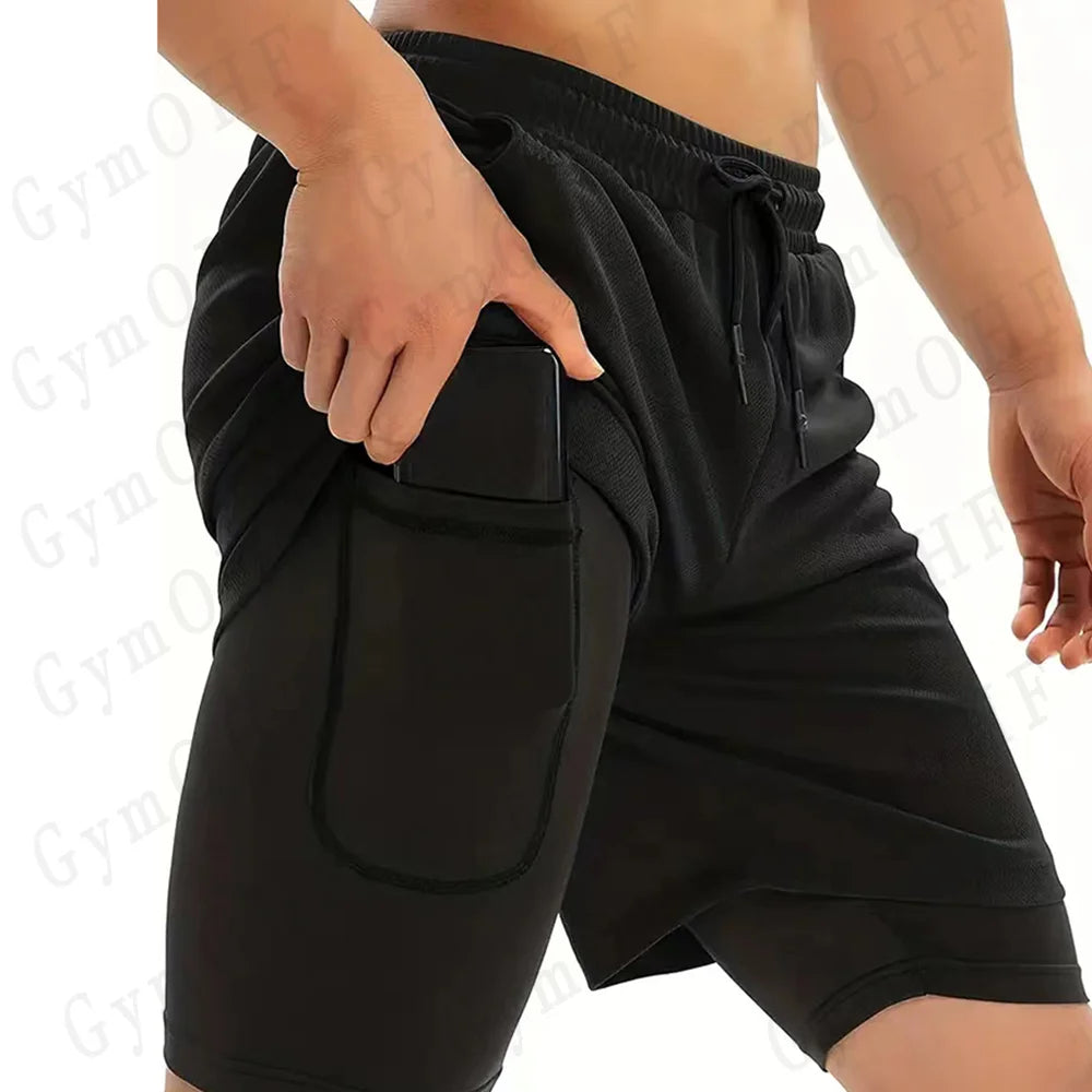 Men's "Heroic Spirit" Anime 2-in-1 Fitness Set – Compression Tee & Double-Deck Shorts