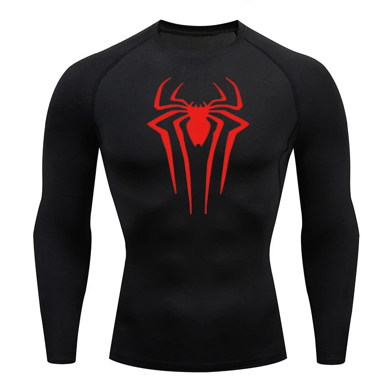 Men's "Spider Web" Compression Shirt – Premium Long Sleeve Rash Guard for Gym & BJJ