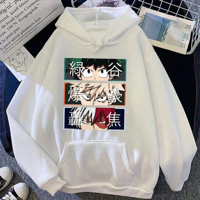 Official My Hero Academia "Big Three" Hoodie – Premium Fleece Anime Sweatshirt (Deku, Bakugou, Todoroki)