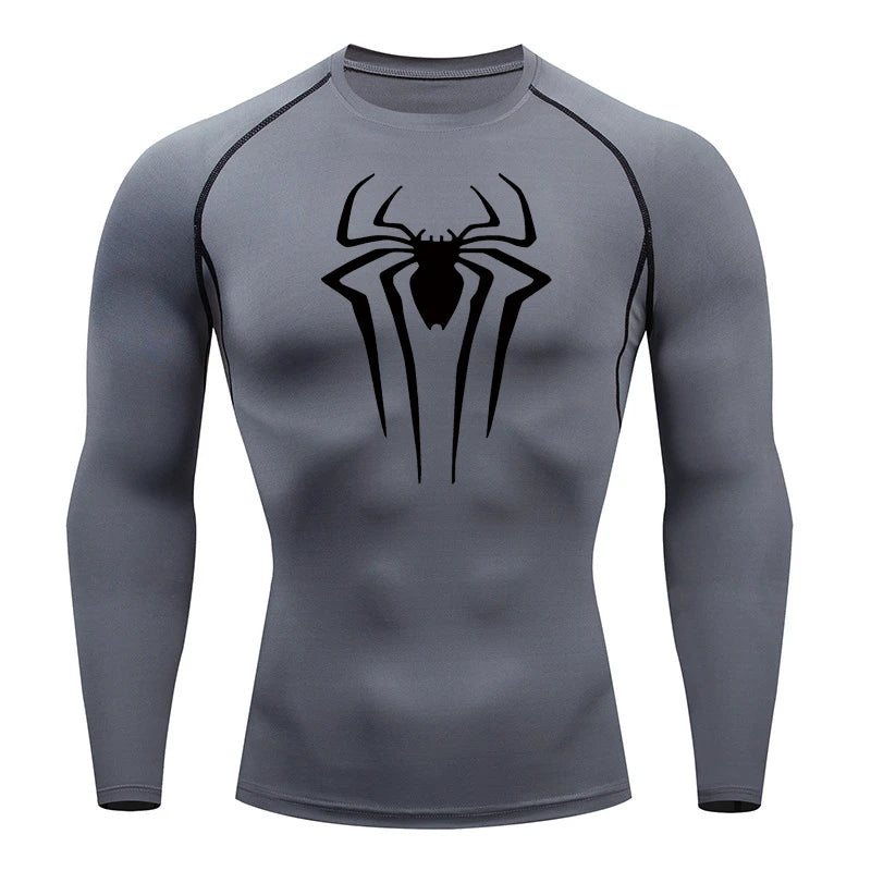 Men's "Spider Web" Compression Shirt – Premium Long Sleeve Rash Guard for Gym & BJJ