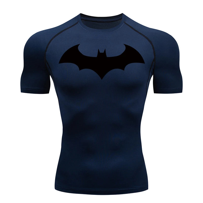 Men's "Bat Warrior" Compression Shirt – Premium Short Sleeve Rash Guard for Gym & BJJ