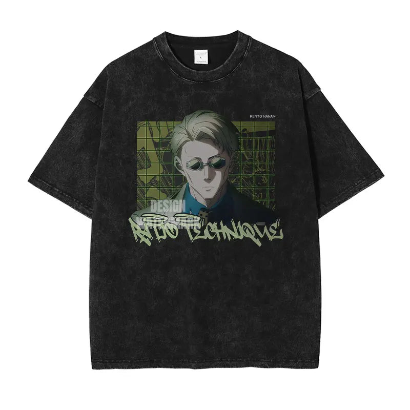 Official Bandai Jujutsu Kaisen "Itadori Yuuji" Vintage Washed T-Shirt – Premium Anime Streetwear