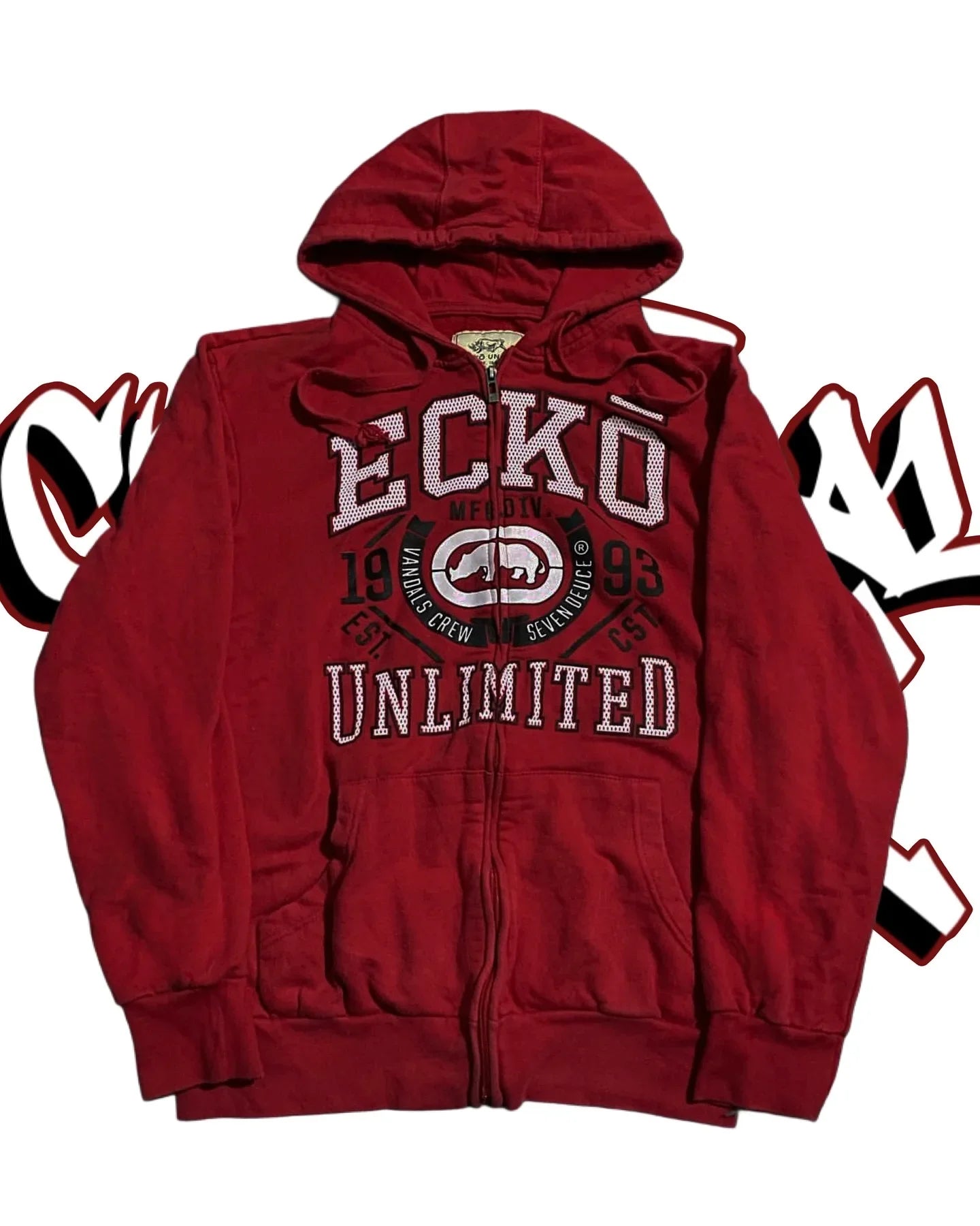 Y2K "Dark Streetwear" Oversized Zip-Up Hoodie – Vintage 90s Gothic Skull Print Sweatshirt
