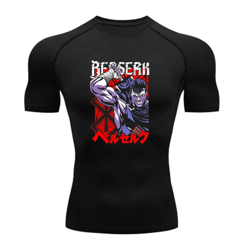 AoFuson Wolf" Berserk "Guts" Compression Shirt – Premium Anime Gym Rash Guard