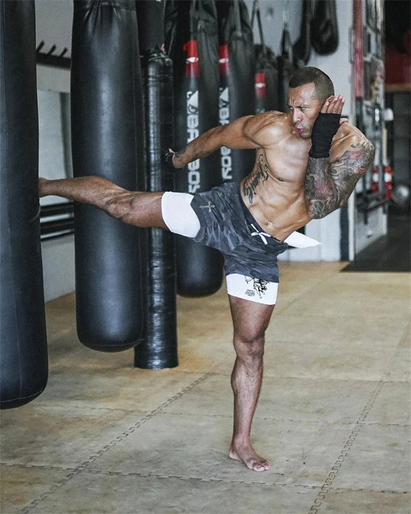 "Street Ninjas" Angel Cross 2-in-1 Performance Shorts – Quick-Dry Athletic Shorts with Phone Pocket