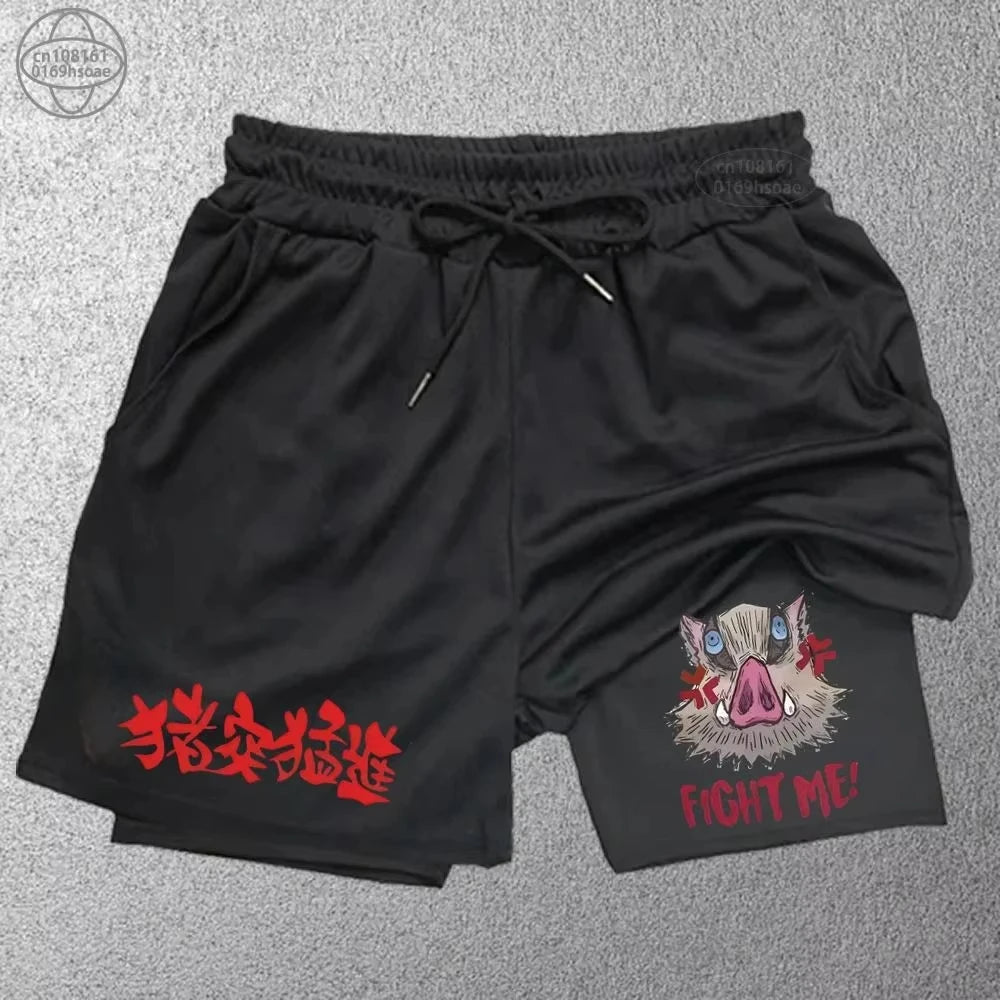 Official Bandai "Inosuke" 2-in-1 Performance Shorts – Premium Demon Slayer Athletic Shorts