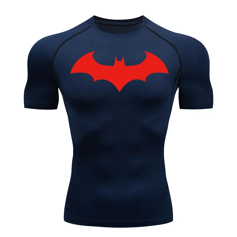 Men's "Bat Warrior" Compression Shirt – Premium Short Sleeve Rash Guard for Gym & BJJ