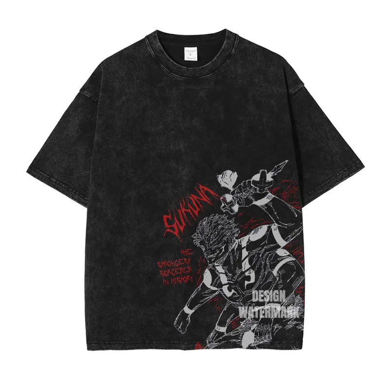 Official Bandai Jujutsu Kaisen "Itadori Yuuji" Vintage Washed T-Shirt – Premium Anime Streetwear