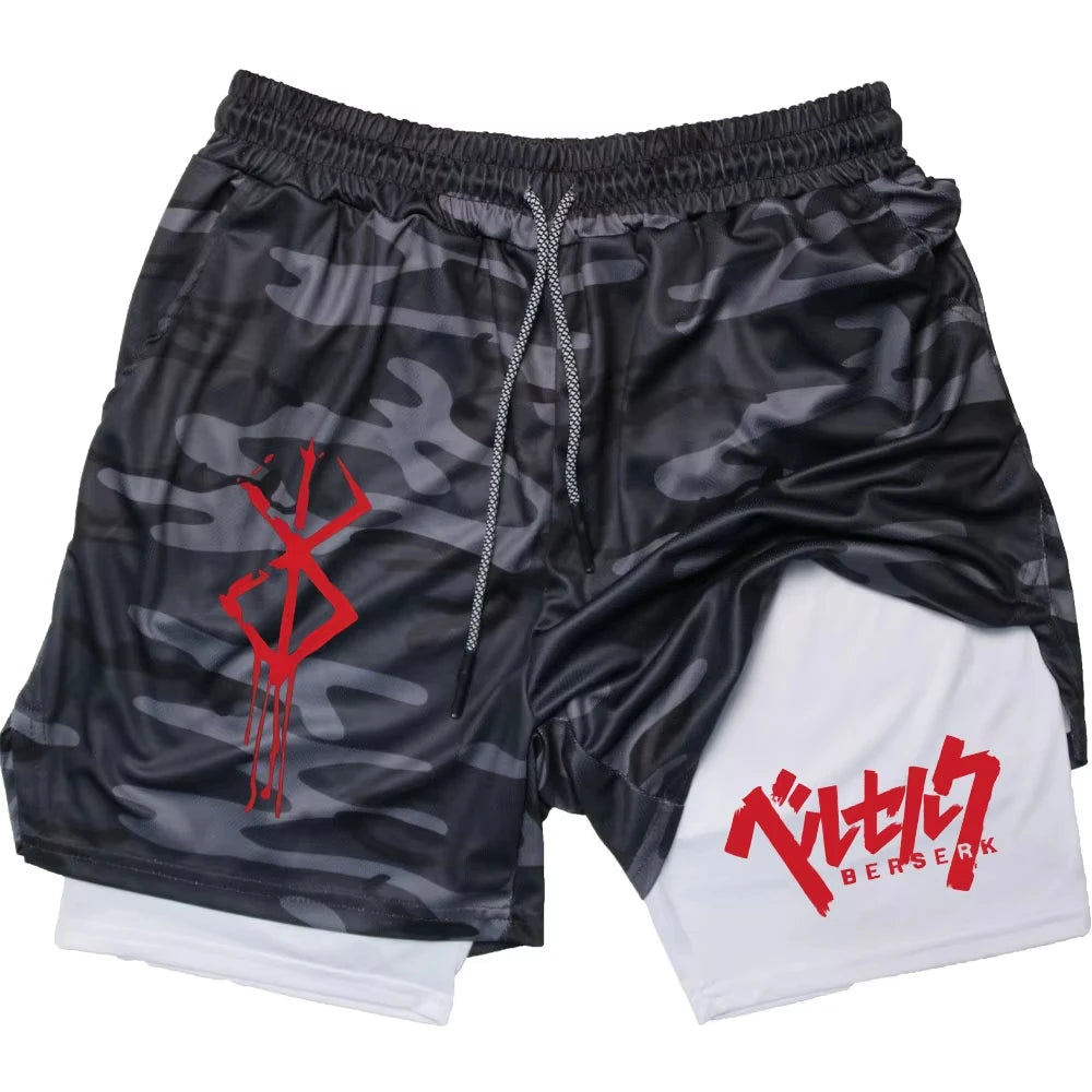 Official Berserk "Guts" 2-in-1 Athletic Shorts – Premium Compression Training Shorts