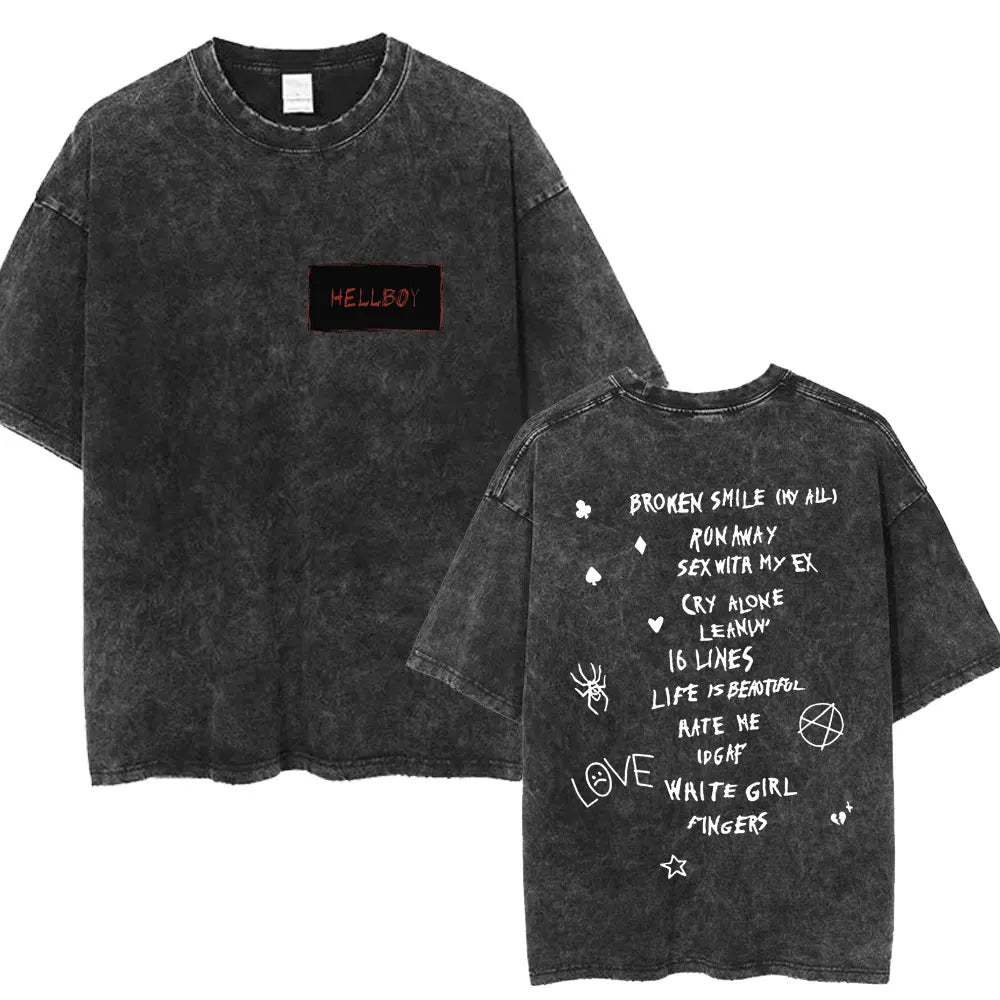 Official Lil Peep "Hellboy" Vintage Washed T-Shirt – Premium Emo-Rap Streetwear