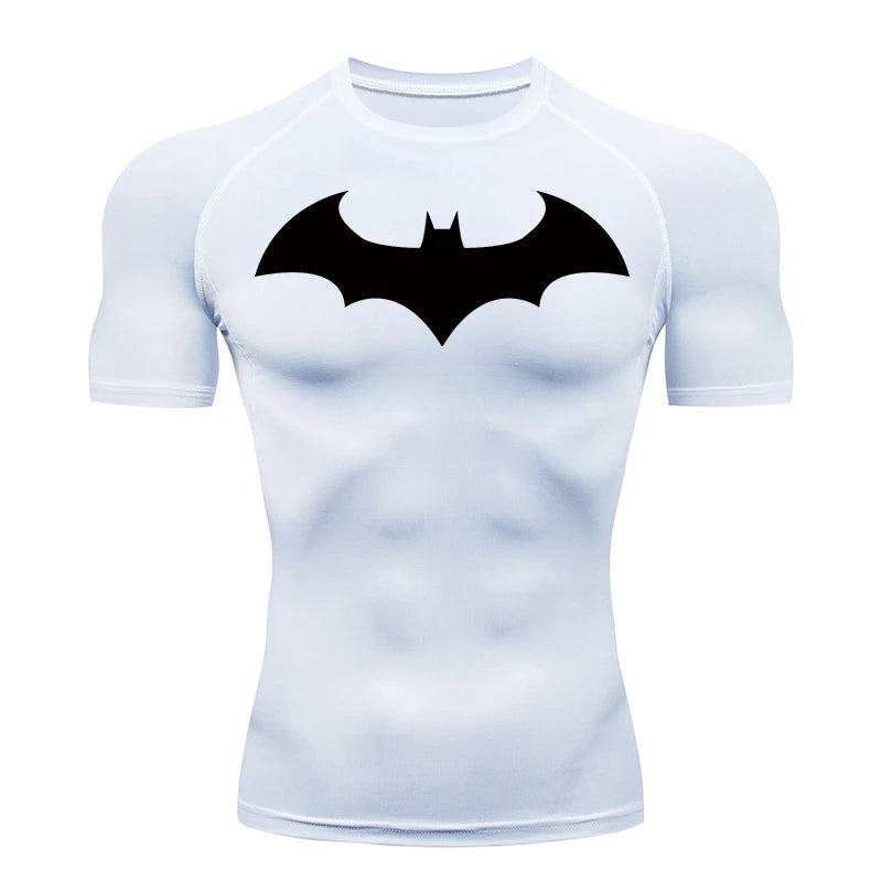 Men's "Bat Warrior" Compression Shirt – Premium Short Sleeve Rash Guard for Gym & BJJ