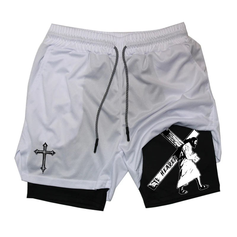 "Street Ninjas" Angel Cross 2-in-1 Performance Shorts – Quick-Dry Athletic Shorts with Phone Pocket