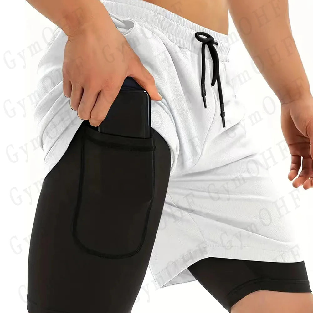 Men's "Heroic Spirit" Anime 2-in-1 Fitness Set – Compression Tee & Double-Deck Shorts