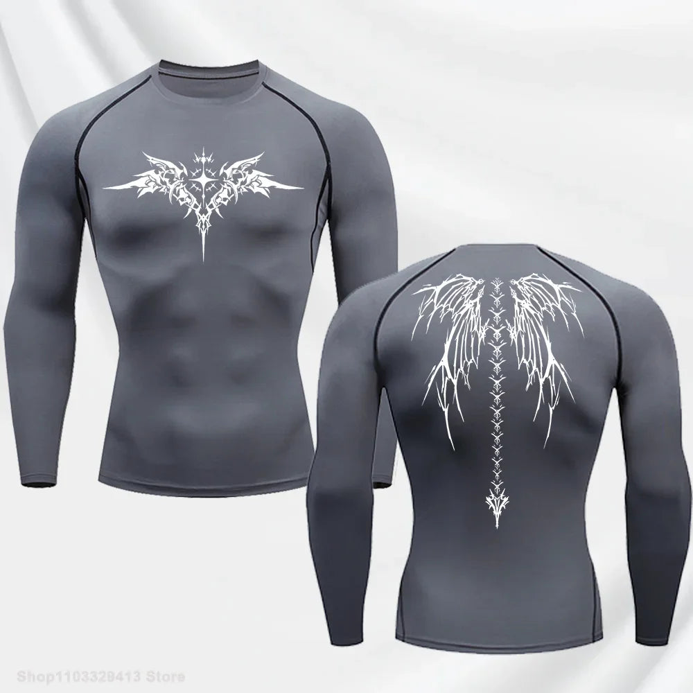 "DUTRIEUX" Anime Graphic Compression Long Sleeve – Premium Quick-Dry Gym Rash Guard