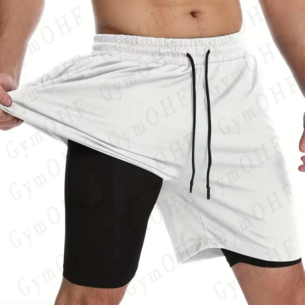 Men's "Heroic Spirit" Anime 2-in-1 Fitness Set – Compression Tee & Double-Deck Shorts