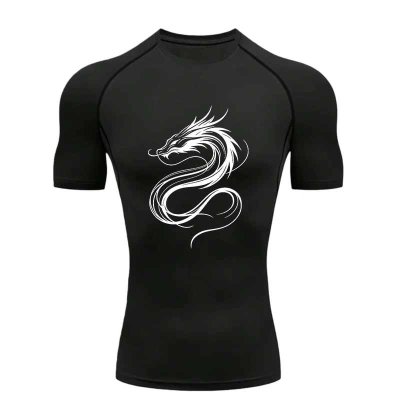 Men's "Dragon Soul" Compression Shirt – Premium Short Sleeve Rash Guard for Gym & MMA
