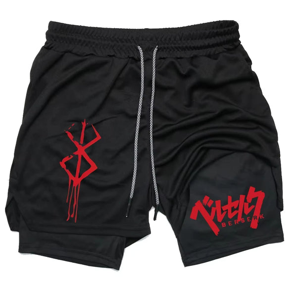 Official Berserk "Guts" 2-in-1 Athletic Shorts – Premium Compression Training Shorts