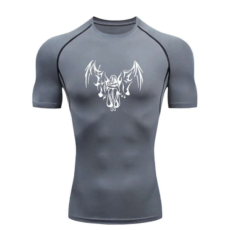 Men's "Fallen Angel" 2026 Compression Shirt – Premium Athletic Rash Guard for Training & Fitness