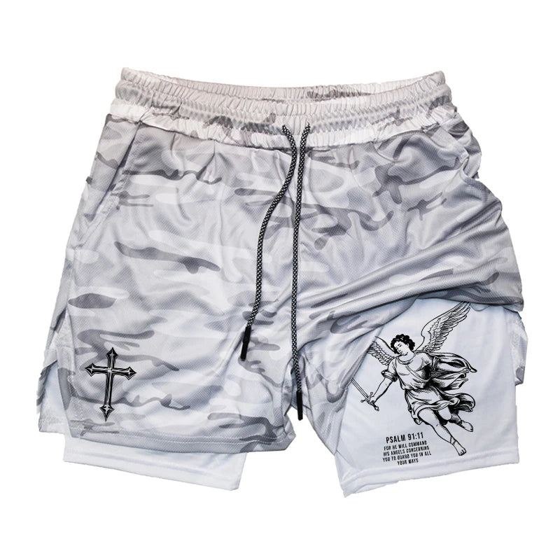 "Street Ninjas" Angel Cross 2-in-1 Performance Shorts – Quick-Dry Athletic Shorts with Phone Pocket