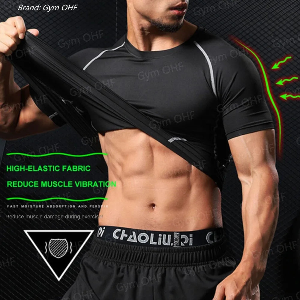 Men's "Anime Funny Face" 2-in-1 Fitness Set – Compression Tee & Double-Deck Shorts