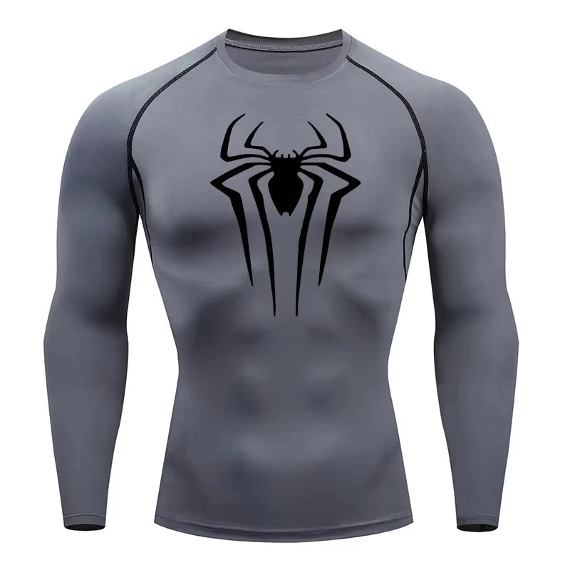 Men's "Spider Web" Compression Shirt – Premium Long Sleeve Rash Guard for Gym & BJJ