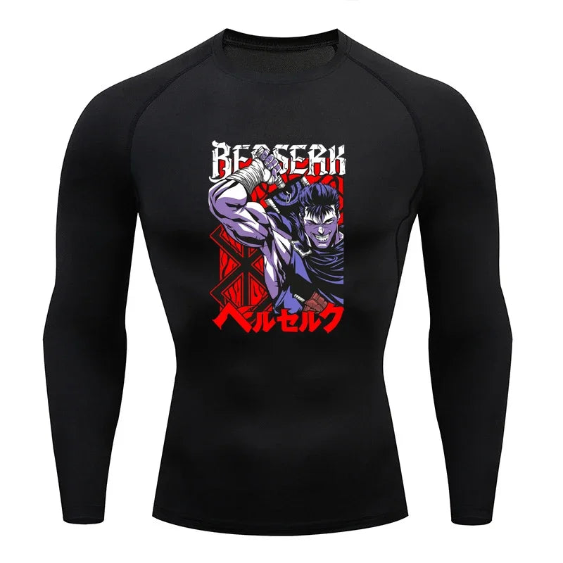 AoFuson Wolf" Berserk "Guts" Compression Shirt – Premium Anime Gym Rash Guard