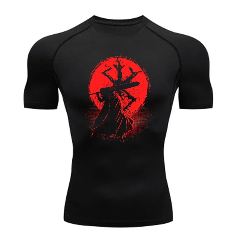 AoFuson Wolf" Berserk "Guts" Compression Shirt – Premium Anime Gym Rash Guard