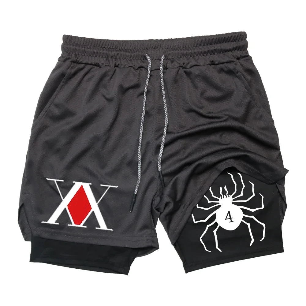 Official Hunter x Hunter 2-in-1 Performance Shorts – Premium Anime Gym Bilayer Shorts