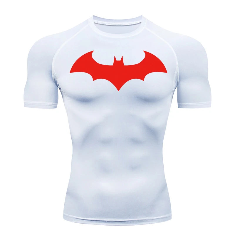 Men's "Bat Warrior" Compression Shirt – Premium Short Sleeve Rash Guard for Gym & BJJ